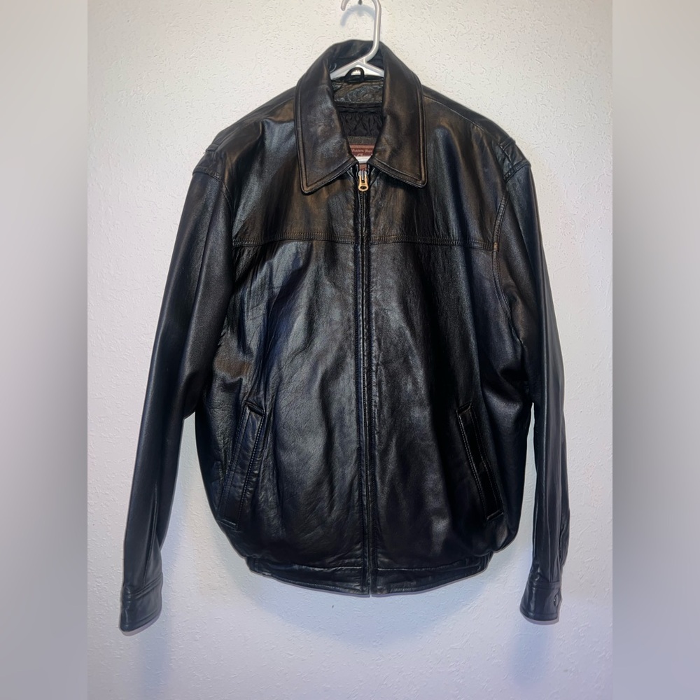 Men's Black Leather Jacket Size M
